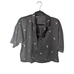 Top Shop Cropped Shirt US size 6 birds print
